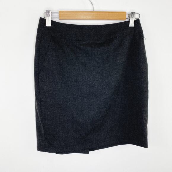 Banana Republic Factory Womens Pencil Skirt Size 2P Dark Grey Lined Slit Career - Picture 1 of 7